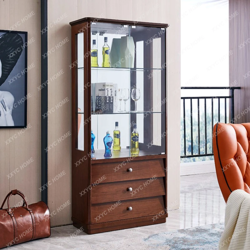 

Простой современный винный шкаф-витрина для гостиной с замком, устанавливаемый у стены, для размещения телевизора.