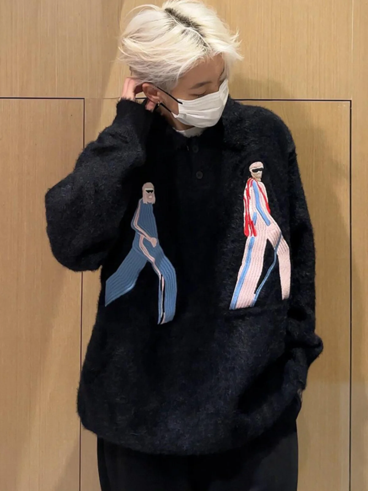 

Мужской вязаный свитер Bla Camere с воротником-стойкой, осенне-зимний, теплый, повседневный, свободного кроя, с длинным рукавом, модный