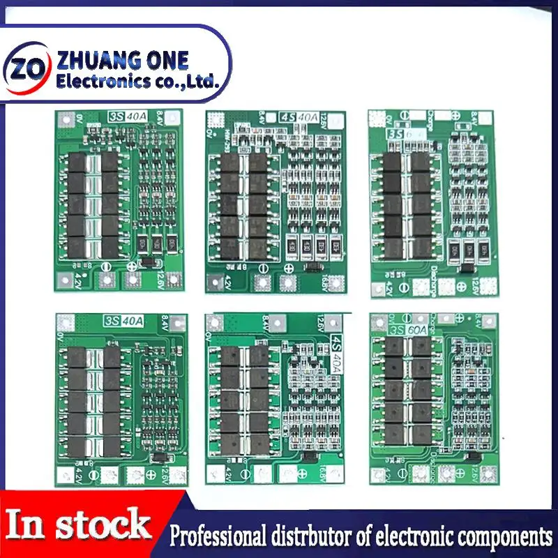 3S 4S 40A 60A Li-ion Lithium Battery Charger Protection Board 18650 BMS For Drill Motor 11.1V 12.6V/14.8V 16.8V Enhance Balance