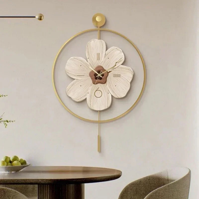 Nordic Flowers Wall Clocks Minimalism Living Room Clocks Creative Clock Mechanism Silent Art Clock Watch Luxury Home Decorations
