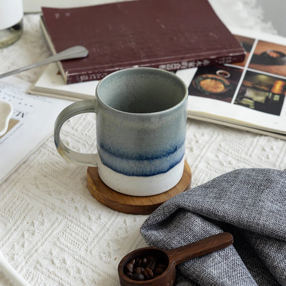 Japanese Style Vintage Ceramic Mugs 330ml Contrast Color Handgrip Porcelain Household Drinkware Juice Milk Coffee Mug Cups