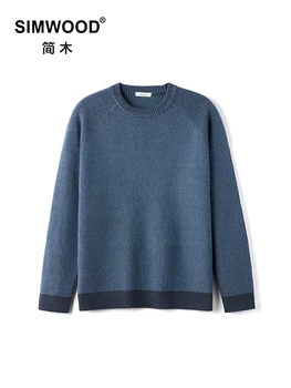 SIMWOOD 2025 primavera invierno nuevo suéter informal de gran tamaño con cuello redondo para hombre Jersey de punto de manga larga con textura de gofre