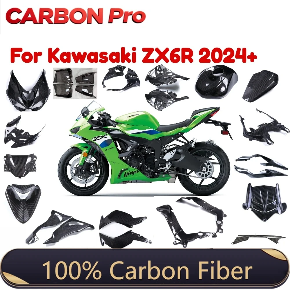 Kit Carene Moto 100% in Fibra di Carbonio 3K Full Dry per Kawasaki ZX6R 2024 2025 2026