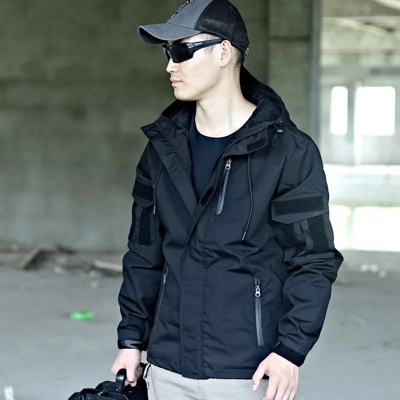 Lynjacye CP Camo Tactical Trench Coat Men Women Size M-3XL Thin Style Soft Shell Jacket Windproof Waterproof Hooded Coat