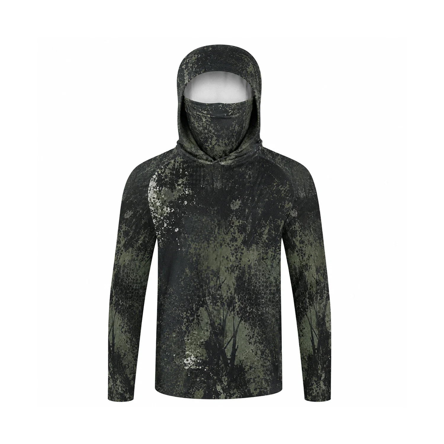 Angelhemd mit Kapuze für Herren, Angelkleidung, Outdoor-Sommer-Masken-Hoodie, Sonnenschutz, UV-Schutz, Performance-Jersey – Detail 5