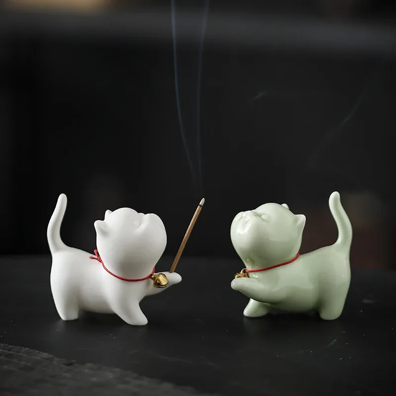 

Cute Cat Incense Holder Ceramic Cute Incense Burner Ornament Creative Home Decor Incense Holder Home Decoractions
