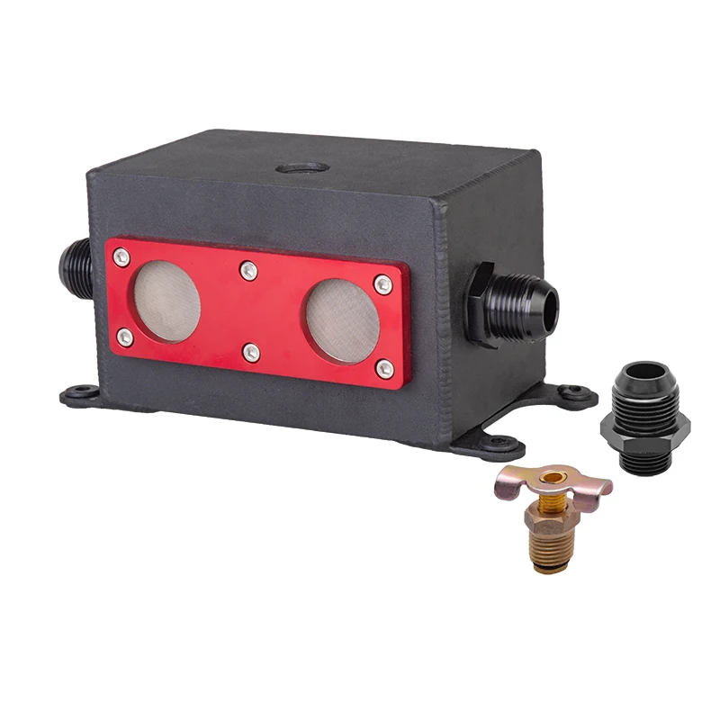 

Universal 1200ml 1.2L AN12 New Type 2 Breather Filter Baffled Engine Oil Catch Can Black