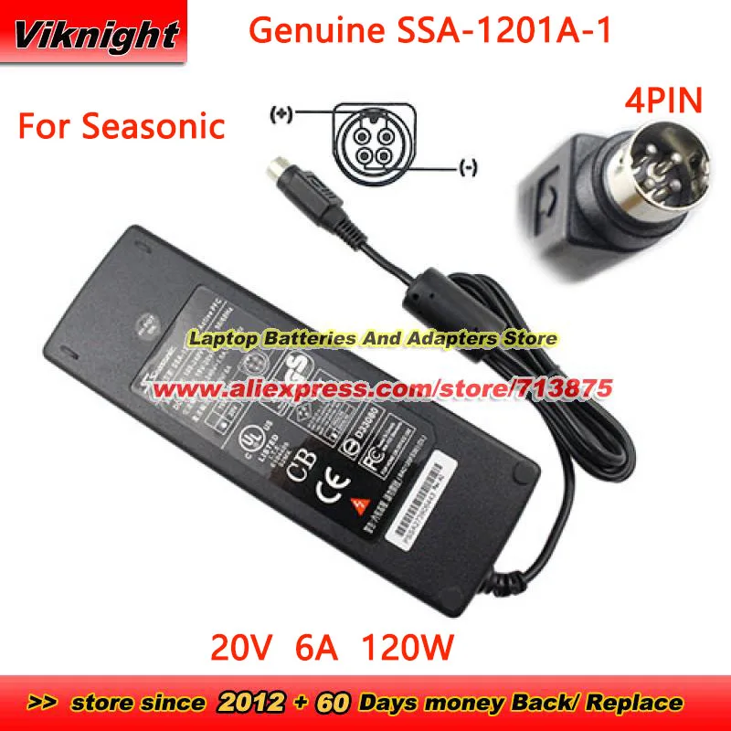 Genuine Seasonic SSA-1201A-1 AC Adapter 19V-20V 6A 120W Power Supply with Round with 4 Pin Power Adapter Charger