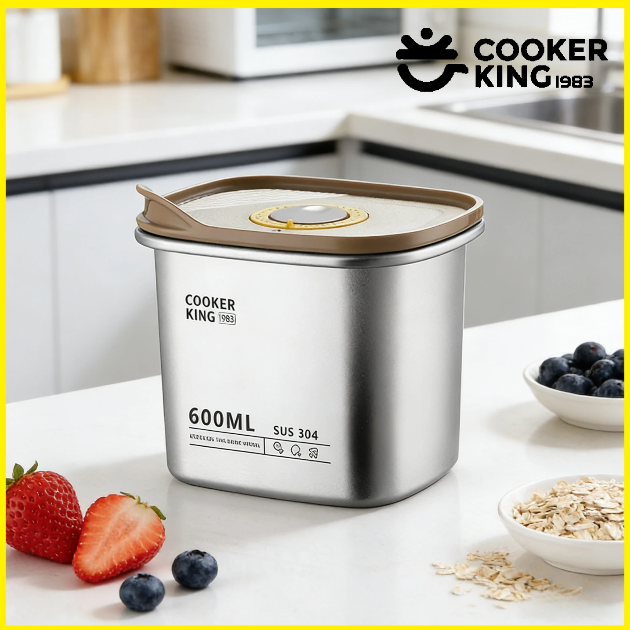 COOKER KING 300-5500ML Edelstahl Konservierung Box 304 + PP Vakuum Küche Lagerung Box Lunch Box Haushalt Multi größe Geschenk