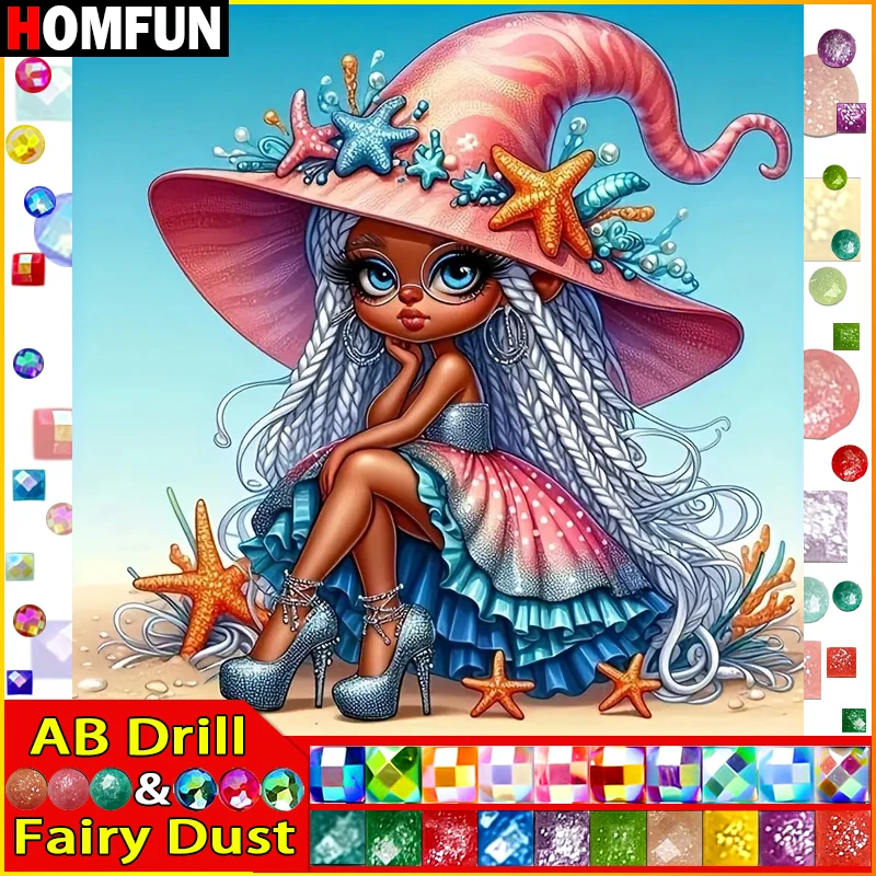 HOMFUN Fairy Dust AB Diamond Painting Cross Stitch Pattern 5D Diamond ricamo \