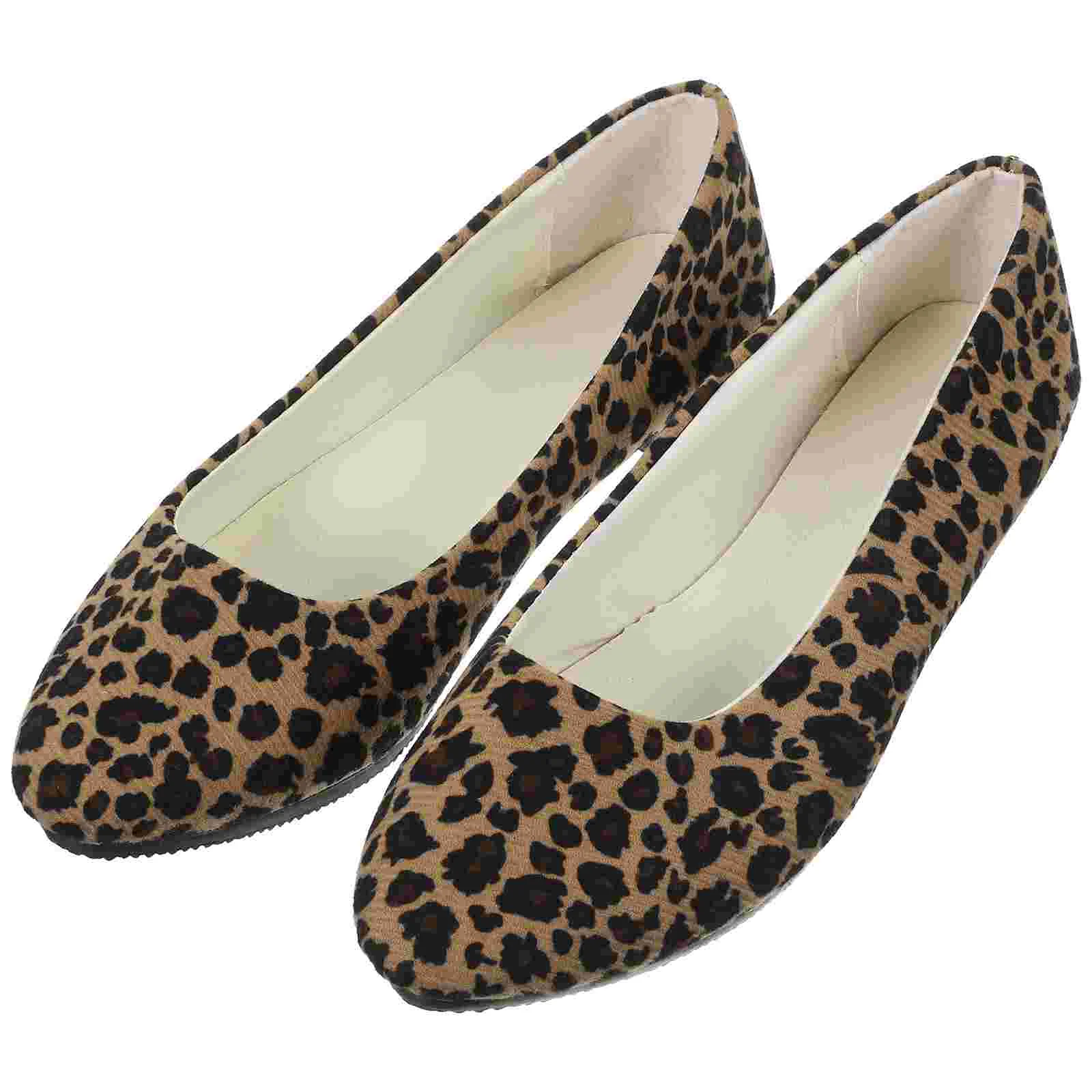 

Leopard Print Shoes Women Lady Ballet for Girls Autumn And Winter Flat-heeled Bride Woman