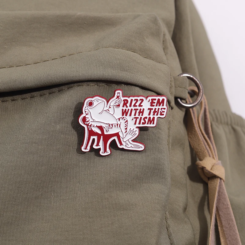 Rizz Em mit dem Islam Cartoon Frosch Emaille Pins lustige kreative Revers Abzeichen Metall Broschen Zubehör Schmuck Geschenk für Freunde