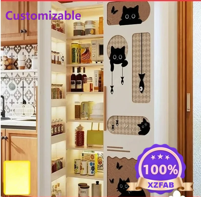 Factory Direct 2026 Storage Cupboard with Refrigerator Door Cream Style Carbon Steel Side Cabinet Large Capacity for Living Room