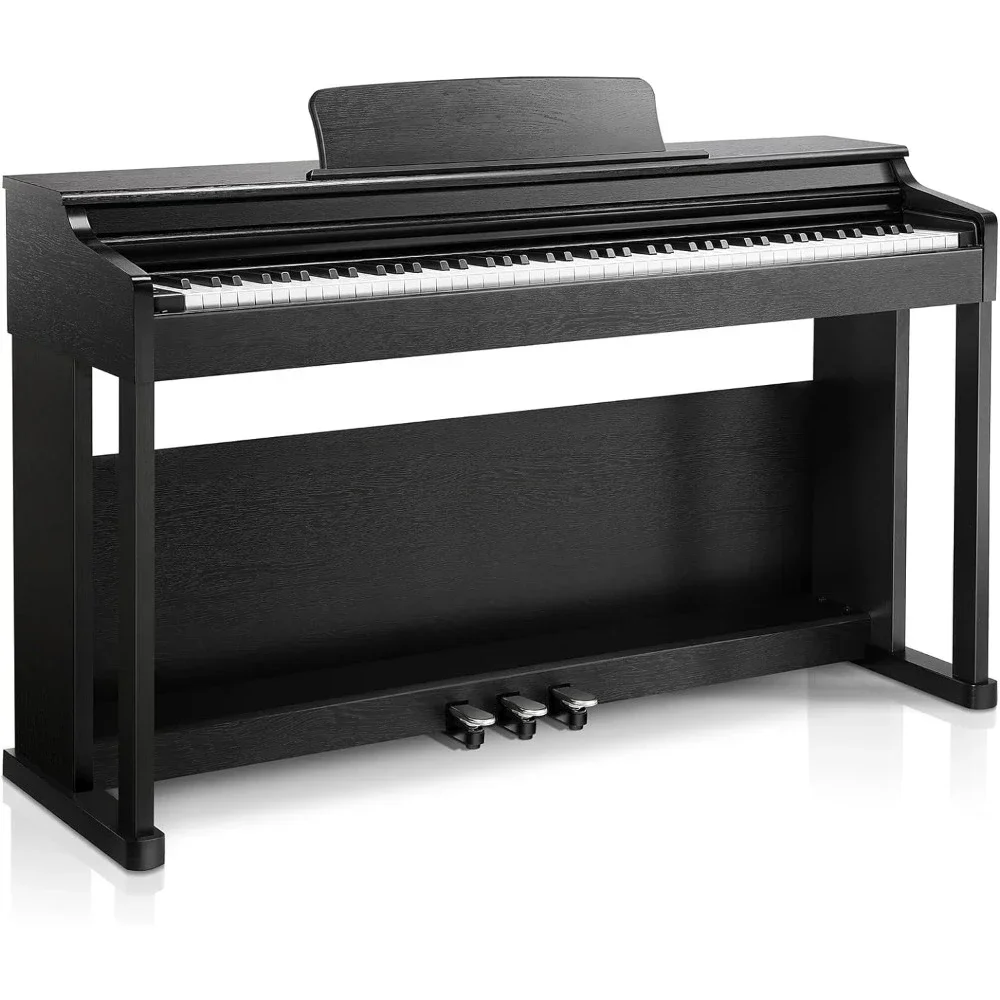 Digital Piano with Piano Keyboard Stand, Power Adapter, Triple Pedals, MP3 Function, USB-MIDI, 2 Headphone Jacks Black