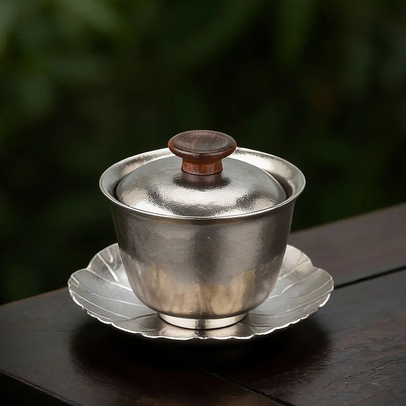 120ml Pure Titanium Gaiwan/Tea Bowl Set, Antibacterial,Preserving Freshness,Lightweight,Business gift,Outdoor Camping Tea Set