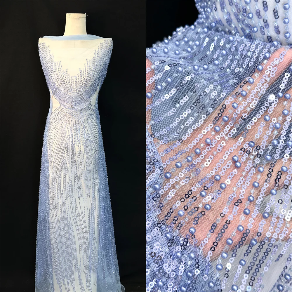 

Wedding Net Lace Fabric Bridal French Mesh Laces fabrics for Lady's Dress Material 5 Yards Slight Stretch STW25060915