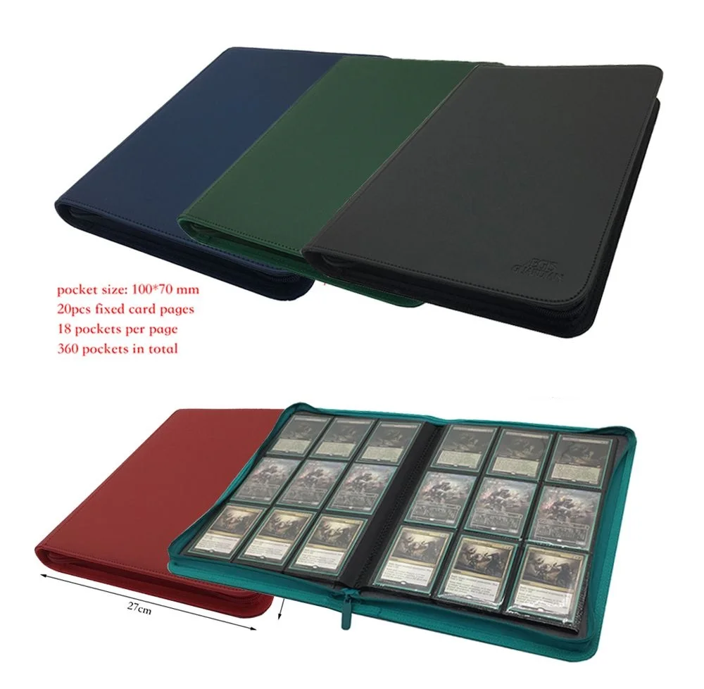 AEGIS GUARDIAN Premium 9 Pockets Trading Card Album Folder - 360 Side Loading Pocket Zip Binder for TCG