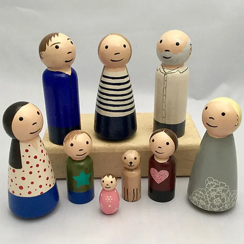 10Pcs Unfinished Natural Wooden Peg Dolls Bodies Boy Girl Shapes for DIY Painting Little Wooden Peg People for Kids Arts Crafts