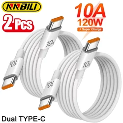 NNBILI 2PCS Quick Charging Cable 120W 10A Universal Fast Charger PD Dual Type C To Type C High-speed Data Transfer Wire Cord 