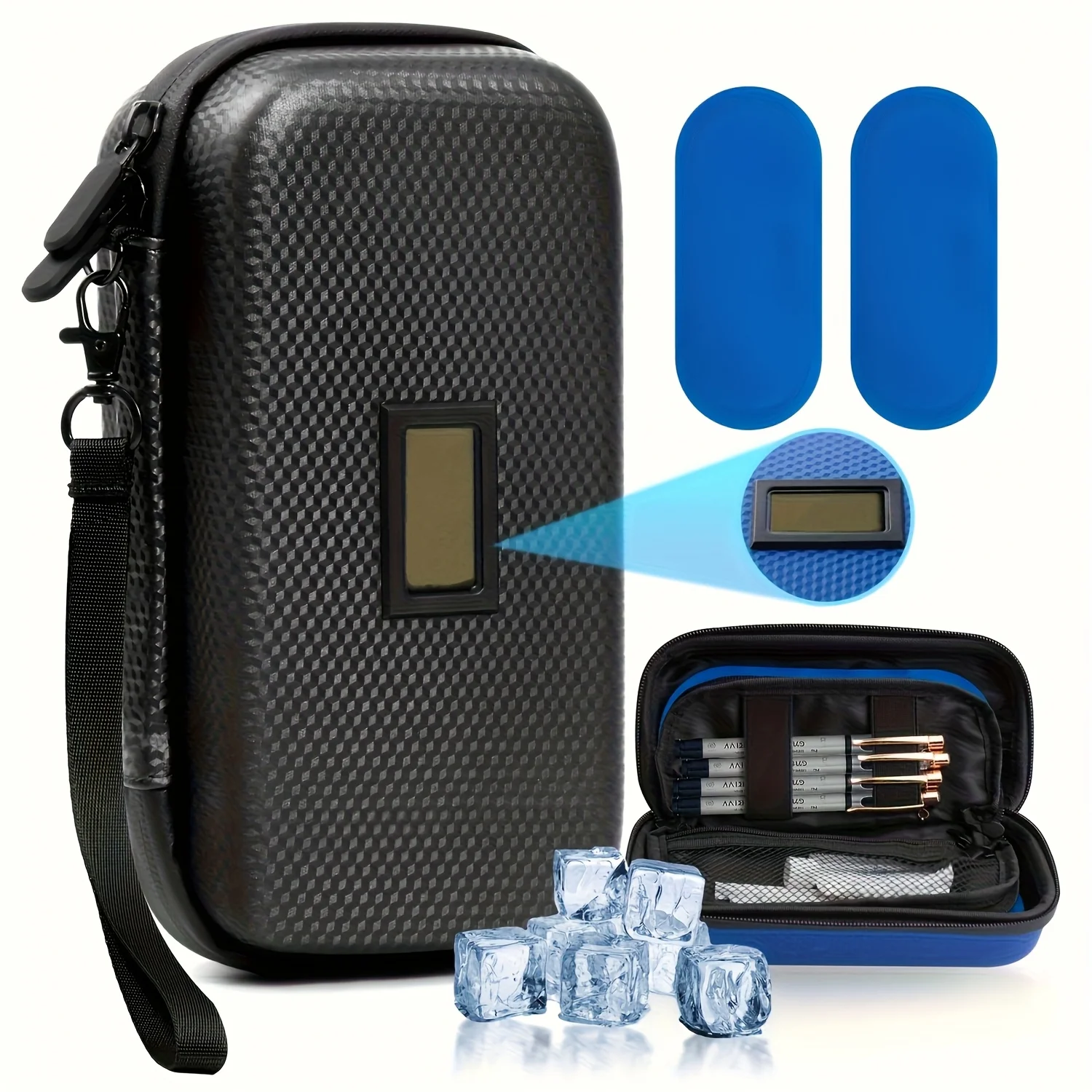 

(Without battery)24h Insulin Cooler Travel Case - Medication Diabetic Cooler for Travel with 2 Ice Pack