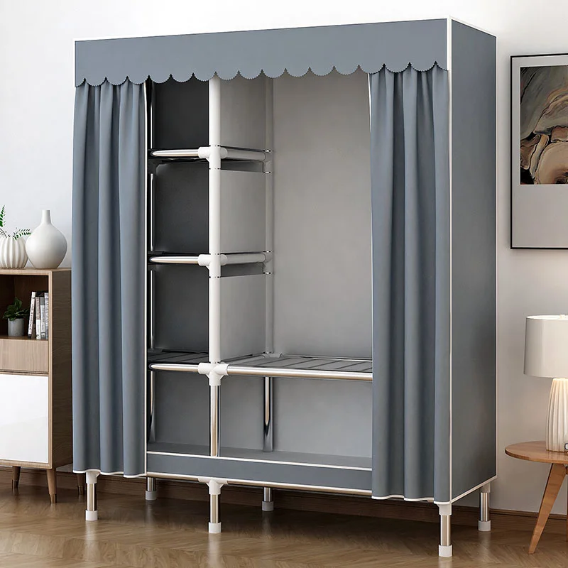 ‌Modern Minimalist Wardrobe, Large Capacity Fabric Closet, Partitioned Assembly Cabinet, Rental Room Quilt Storage Organizer