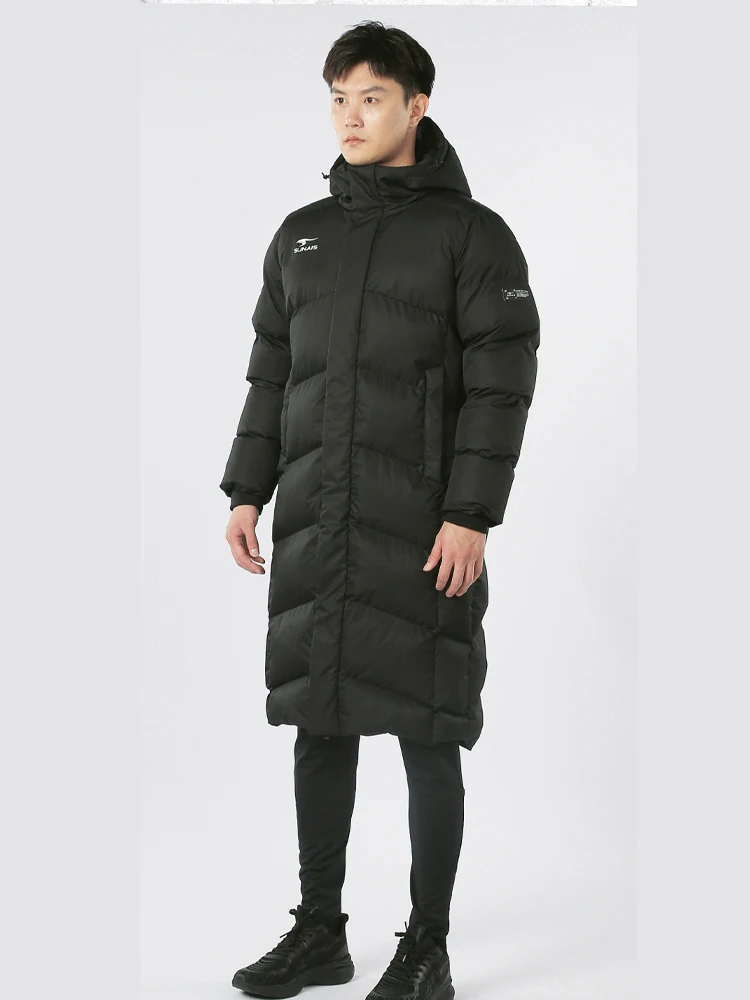 SUNAIS Men Winter Jacket Long Sports Training Hooded Coat Outrwear Warm Silk Cotton Windproof Cotton Clothing 730732