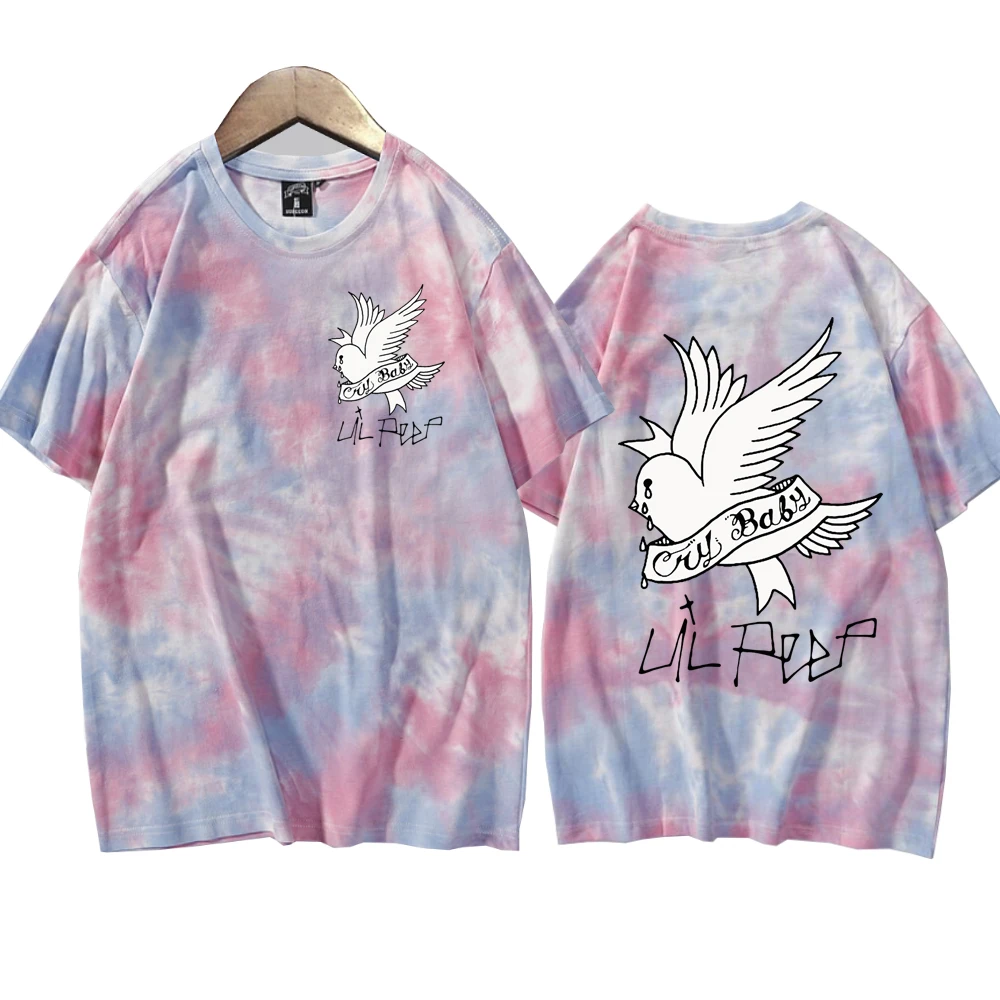 Lil Peep Cry Baby Tie Dye Shirts Unisex Round Neck Short Sleeve Tee Fans Gift