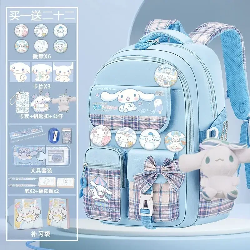 Imagem -02 - Sanrio Cinnamoroll Estudante Mochila Campus Impressão de Moda Bonito Bolsa de Escola Primária Kawaii Grande Capacidade