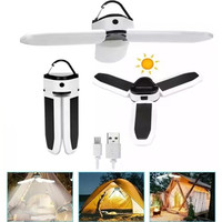 USB Rechargeable LED Solar Camping Light Portable Foldable 5 Mode Emergency Night Light Outdoor Tent Lamp for BBQ Fishing Hiking