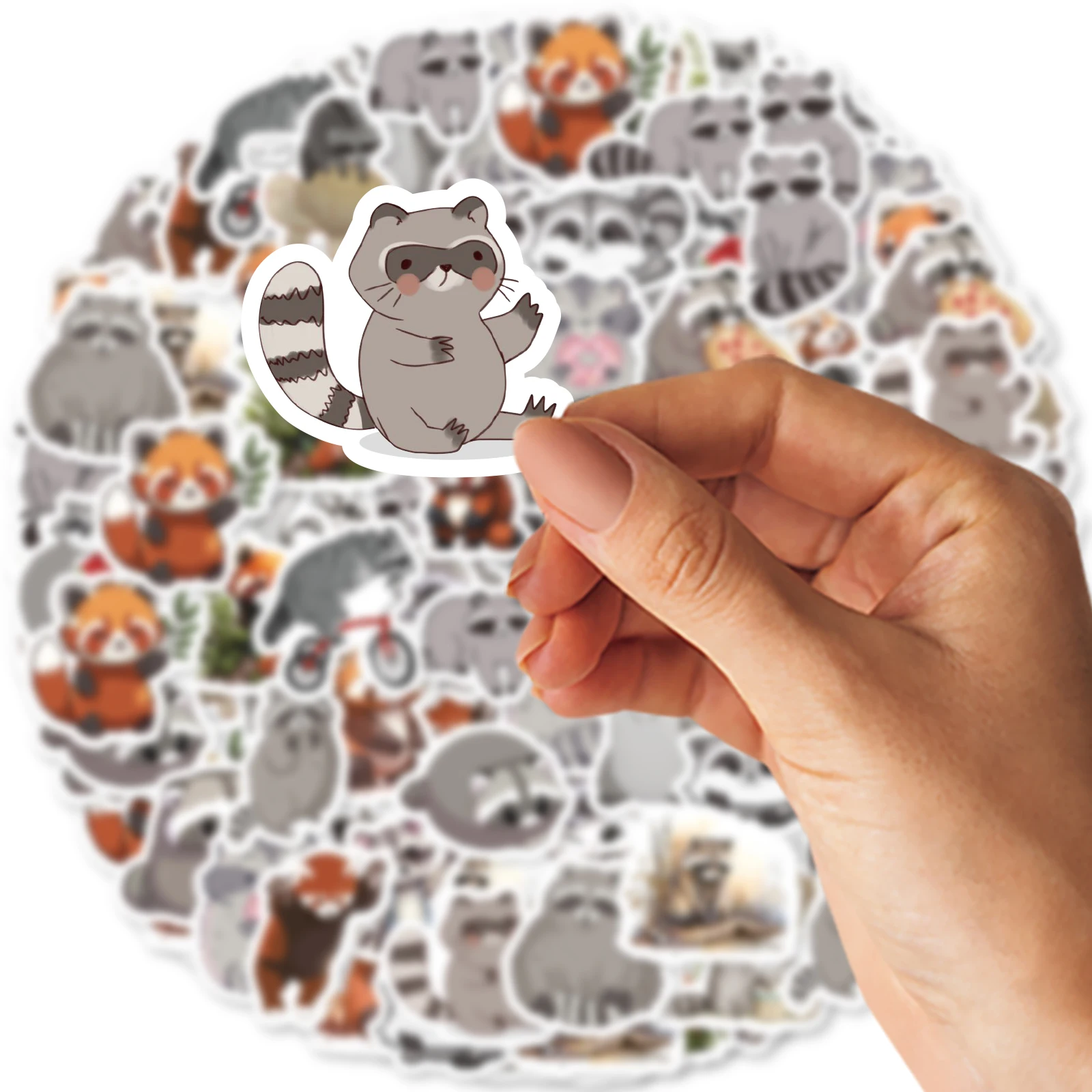 46pcs Cute Little Raccoon Cartoon Graffiti Stickers Decorated Notebook Water Cup Suitcase Guitar Classic Toy Scrapbook PVC Decal