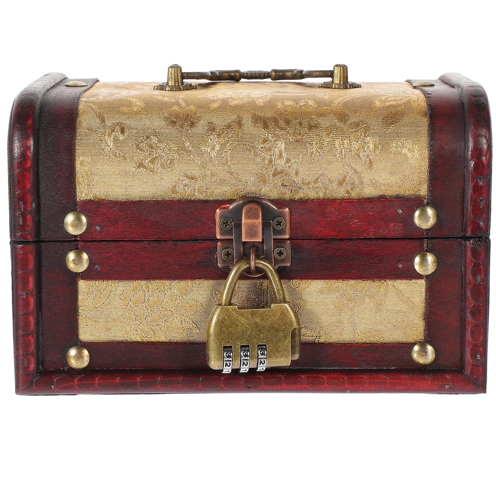 صندوق الكنز الخشبي المدمج لسطح المكتب خمر علبة المجوهرات تذكار الصدر الرجعية حلية تخزين صندوق الكنز الخشبي