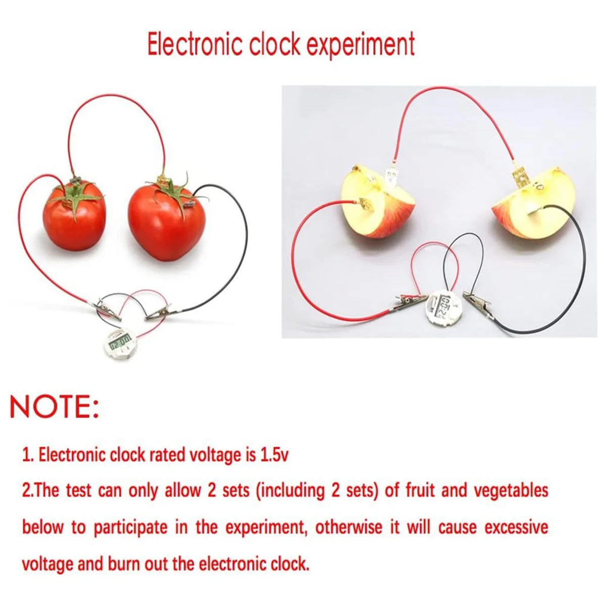 AINY Science Experiment Kit mit Fruchtbatterie für Heimunterricht, Zitronenkartoffelbatterie, Physikunterrichtsexperiment, 3 Sets