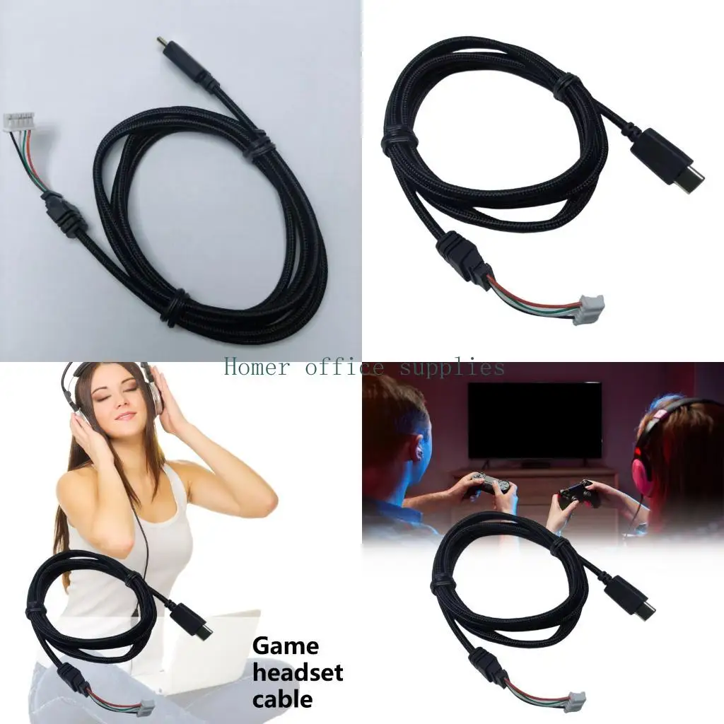 K43B 1.5M Long USB C Gaming Headphone Replacement Cable With Superior Sound Clarities for ROG / ROG S
