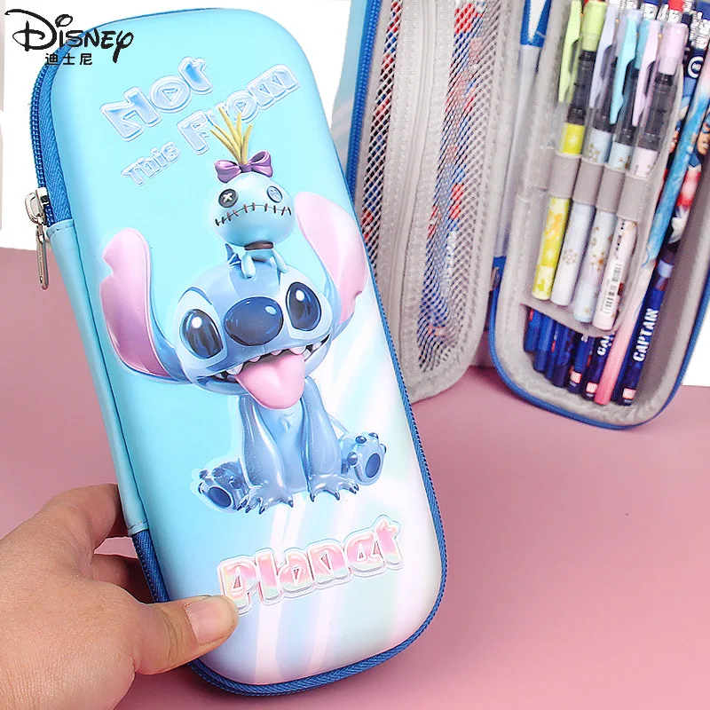 Disney Stitch EVA Pen Bag Stationery Box Pencil Case Large Capacity 3D/2D Primary and Secondary School Supplies Student Bag