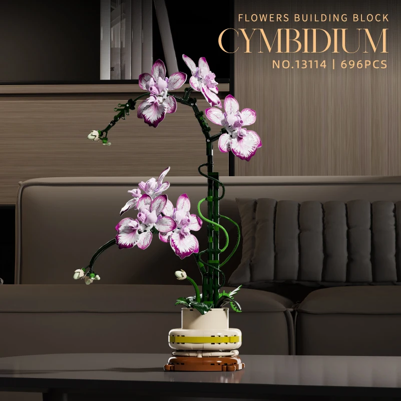 

Textured Orchid Flower Building Blocks Set - Floral Home Decor & Christmas Gift Idea (DIY Artificial Blooms) 696PCS