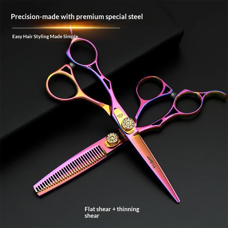 Color Left-Handed Shears 6inch Hairdressing Scissors Special Design for Left-hand Barbers