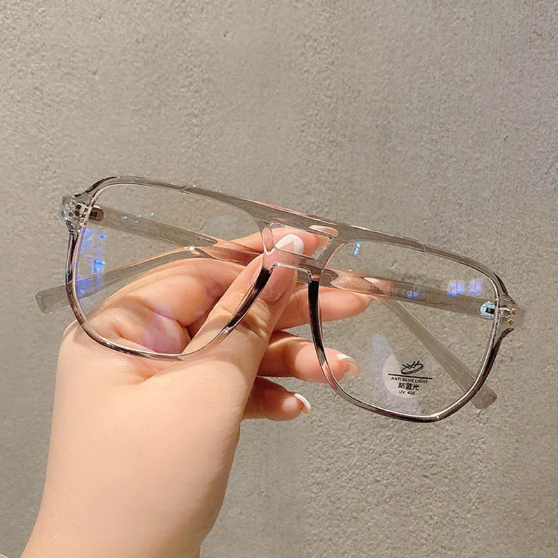 Large Frame Double Girder Clear Lens Glasses Big Simple Myopia Nerd Spectacles Degree -0.5 -1.0 -2.0 -3.0 -4.0 to -6.0