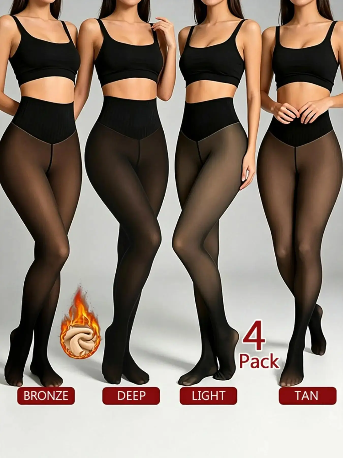 1/4Pack Women's Fleece Lined Warm Tights High WaistSexy Sheer Stocking Winter Essential Fashion Leggings Fall & Winter Wear