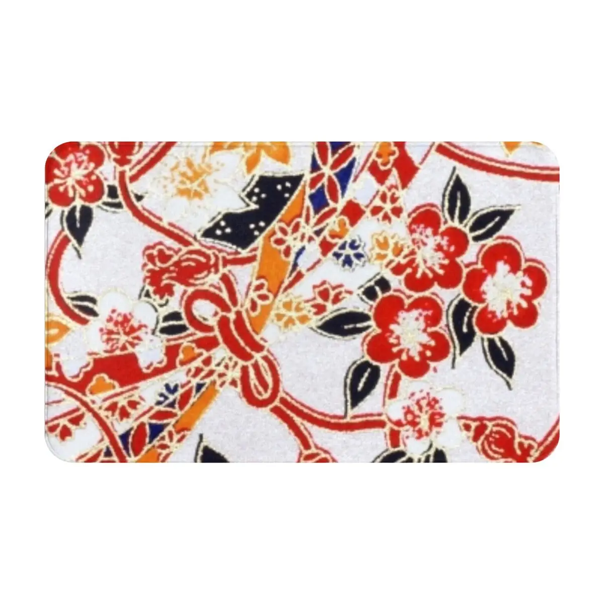 

Flannel Non-Slip Floor Mat Japanese Beautiful Patterns Quick-Dry and Cozy Area Rug for Bathroom, Hallway, and Living Space