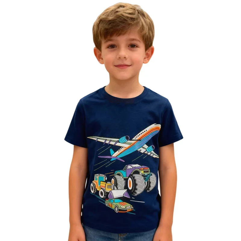 

Jumping Meters 2-7T New Arrival Summer Boys Girls Tees Cartoon Aircraft Printed Tshirts Kids Tops Cotton Fashion Baby Clothing
