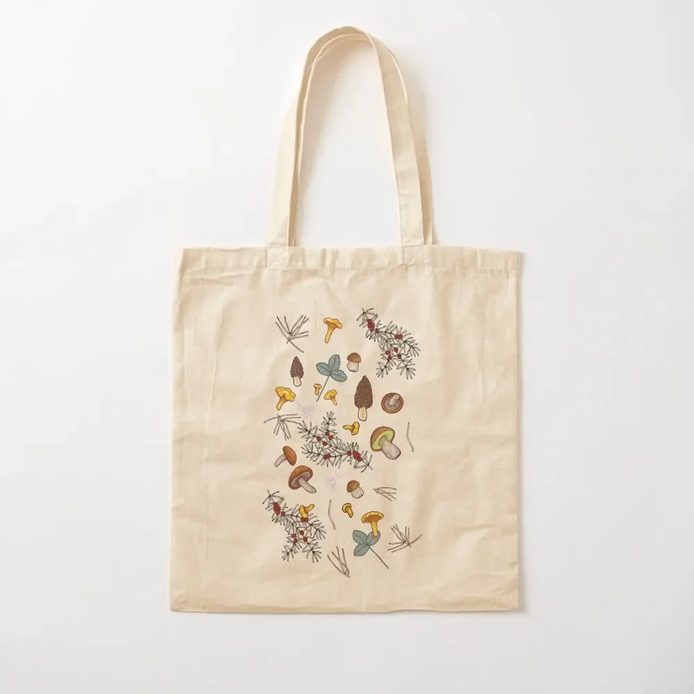 

dark wild forest mushrooms Tote Bag shopping bag hand bags personalized tote bag large size bags Canvas Tote