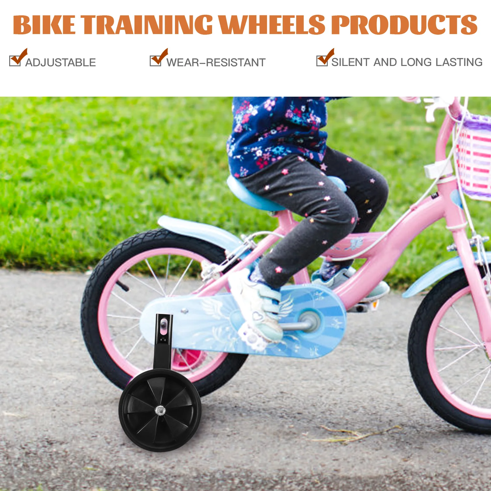 

1Pair Bike Auxiliary Wheels Replacement Heavy Duty Training Wheels Steel Plastic Bike Stabilizer for Beginners