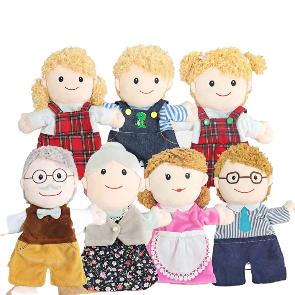 Sleeping Pillow Grandpa Grandma Father Mother Family Puppet Hand Doll Hand Puppet Plush Doll Stuffed Toys Puppet Plush Toy