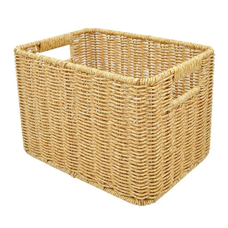 A75K Storage Basket Hand-Woven Rattan Wicker Basket Desktop Organizing Box Various Item Arrangement Nesting Basket S