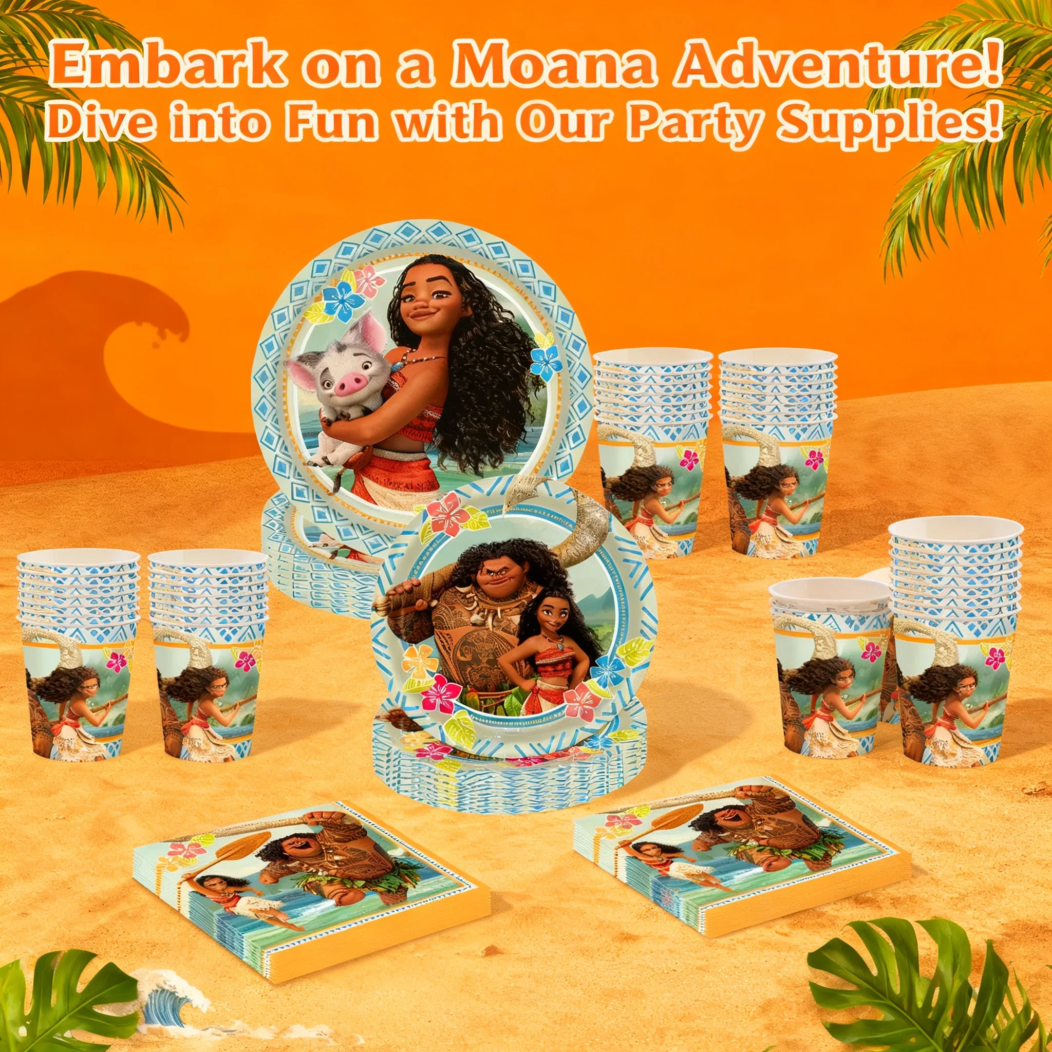 

Disney Moana Birthday Party Decorations Maui Balloons Backdrops Tableware Kids Girls Baby Shower Supplies Party Decorations
