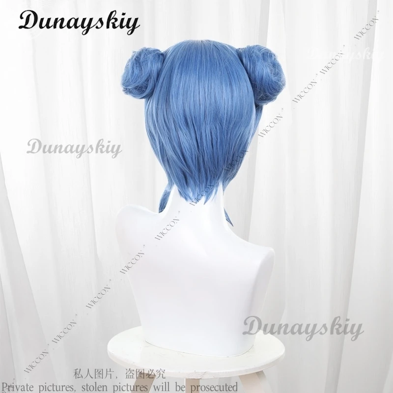 Juvia Lockser Anime Fairy Cosplay Wig Tail Blue Short Hair Chinese Style Tattoo Sticker Halloween Party Free Gift Woman Wig view 4