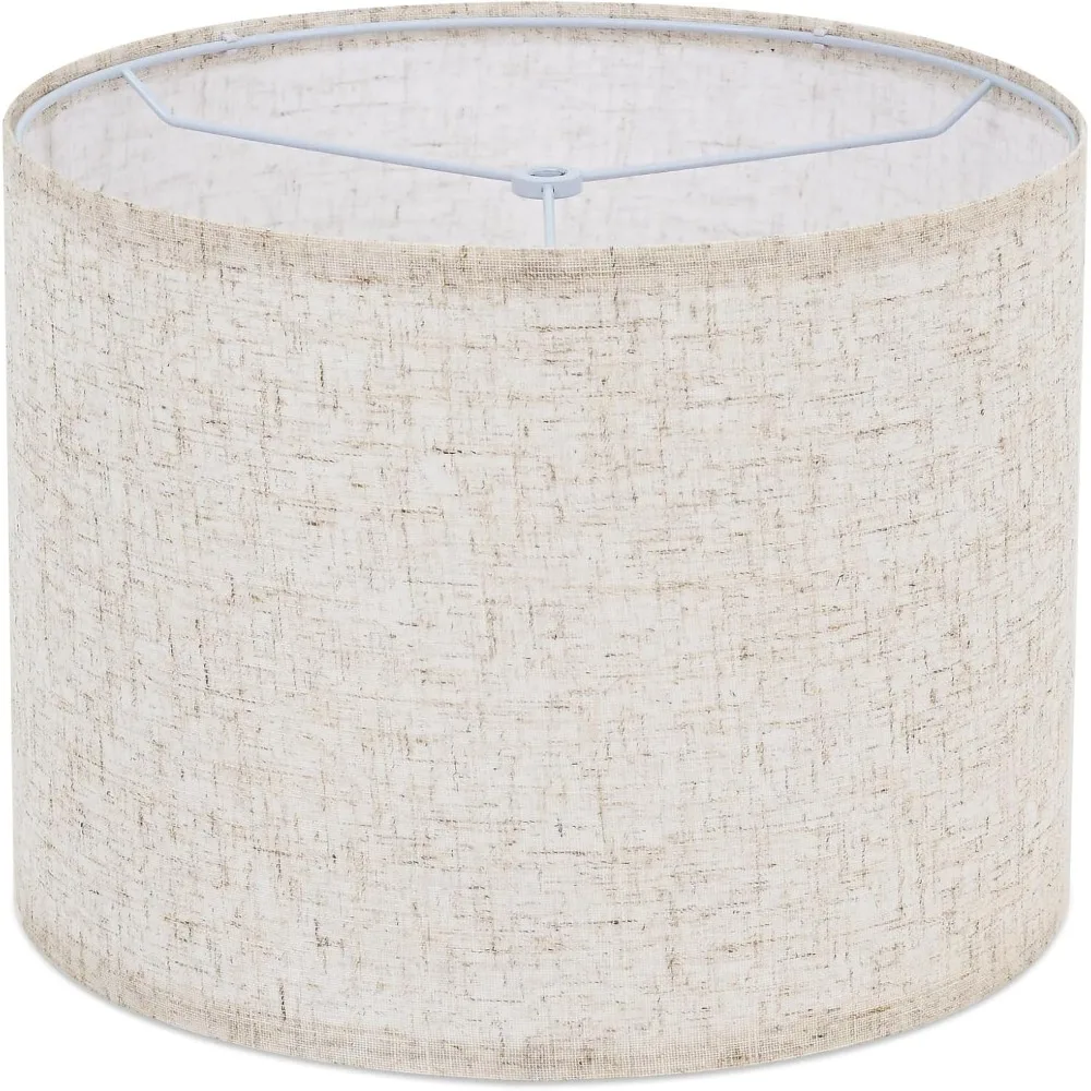 

beige linen lamp shade,drum lamp shade for table lamps 13" top x 13" bottom x 10" high,replacement large fabric lampshade for fl