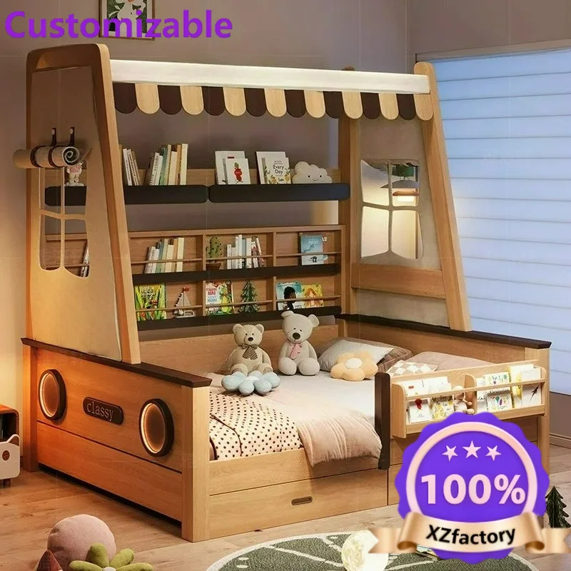 Factory Direct 2026 Log tatami solid wood children's  girl small bed boy bed tent bed tree house popsicle mother 1.35m