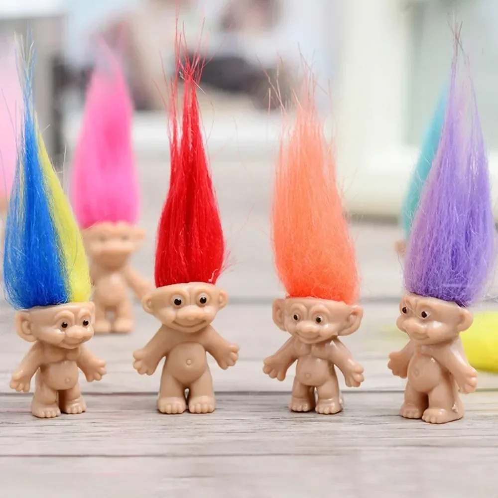 Funny Trolls Dolls Anime Action Figure Colorful Hair Family Members Models Kids Toys for Children Gift Nostalgic Adult 5Pcs/lot