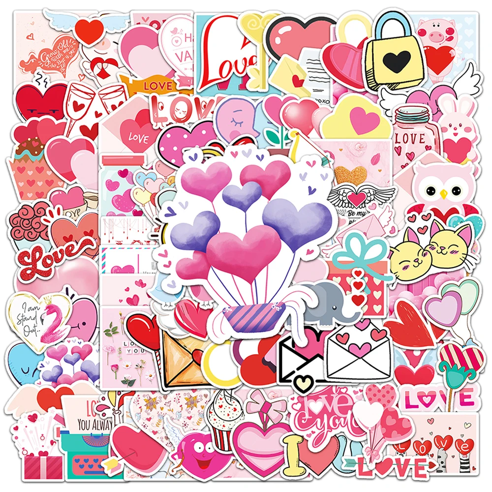 10/30/50/100PCS Romantic Valentine's Day LOVE Stickers Graffiti DIY Letter Luggage Travel Cute INS Sticker for Girlfriend Gifts